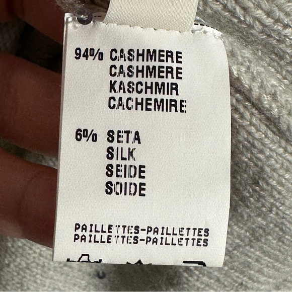 Fabiana Filippi cashmere sweater, gray with sequins, dolman slv., XXS - Picture 7 of 11